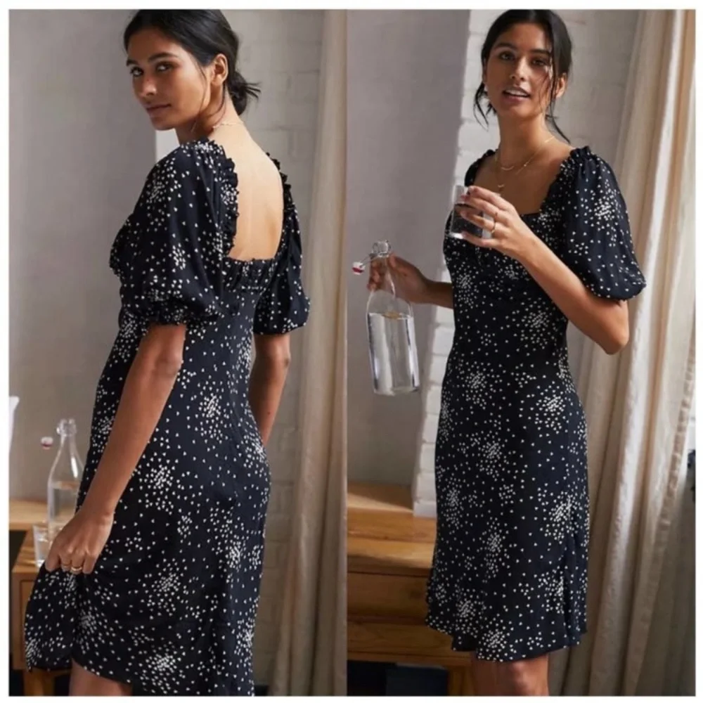 Anthropologie Heart Starburst Puff Sleeve Juliet Mini Dress NWOT - Picture 3 of 13
